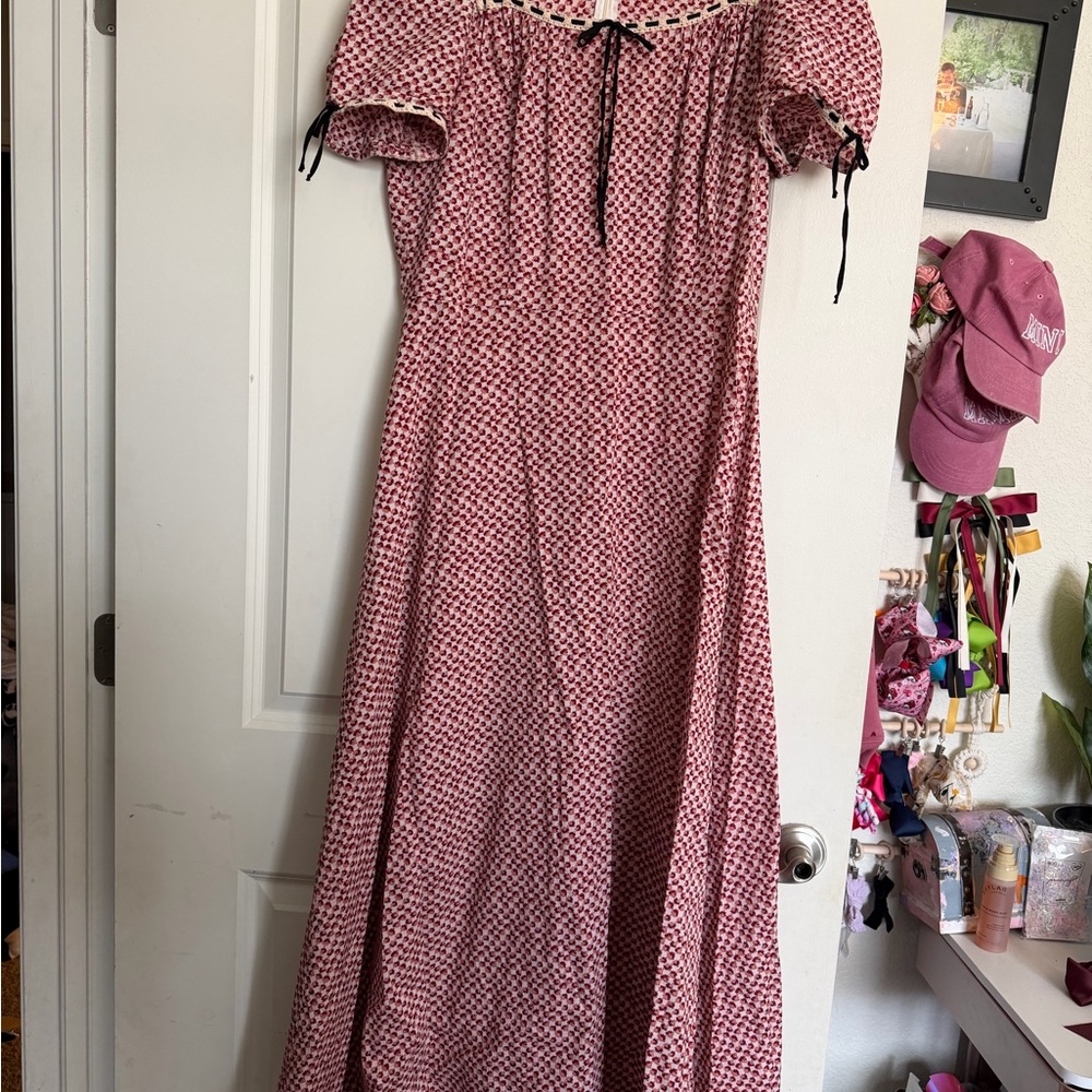 Christy Dawn Pink Printed Maxi Dress with Puff Sleeves
